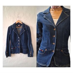 Tommy Hilfiger Dark Blue Denim Blazer Y2k